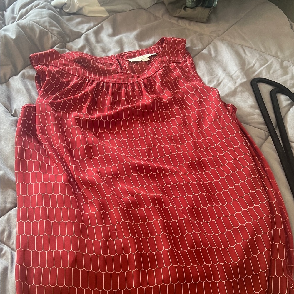 LOFT Red Patterned Blouse